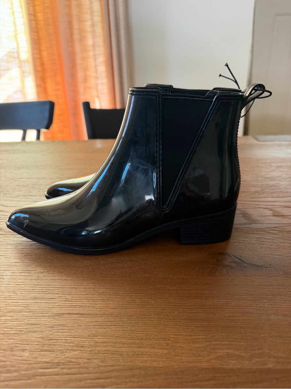 Jeffrey Campbell Women's Black Patent Pointed Chelsea Rain Boots - Picture 7 of 9